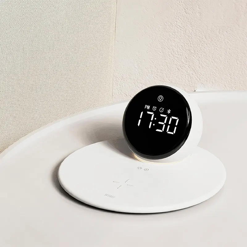 Бездротовий зарядний пристрій Wiwu Wi-W017 Night Light Clock Bluetooth Speaker White [99536] - фото 6