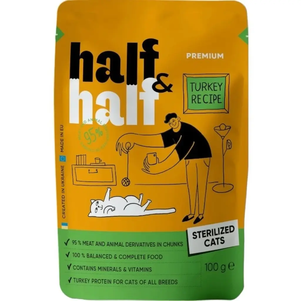 Набір вологого корму для стерилізованих котів Half & Half шматочки Мікс 22 шт x 100 г - фото 3