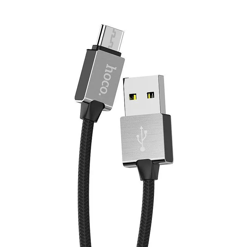 USB Cable Hoco U49 Refined Steel MicroUSB Black 1.2m - фото 2