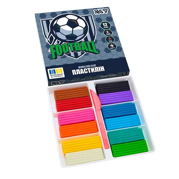 Пластилін "Yes" Football 12 кольор. 240гр №540714 - фото 2