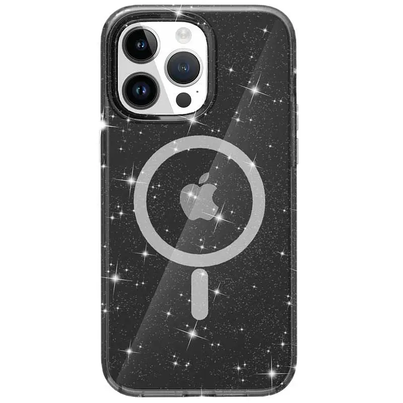 Чохол TPU Galaxy Sparkle (MagFit) для Apple iPhone 13 Pro Max (6.7) Black+Glitter - фото 3