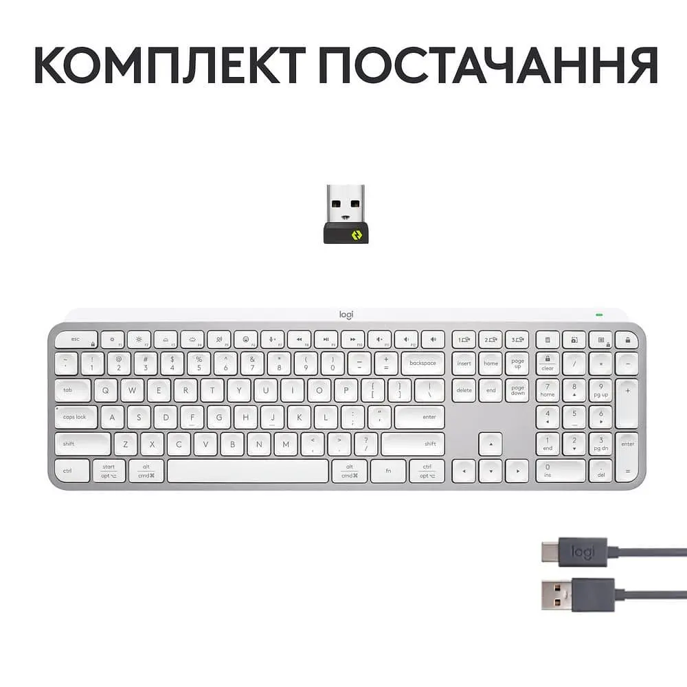 Клавіатура Logitech MX Keys S Wireless Pale Grey (920-011588) - фото 9