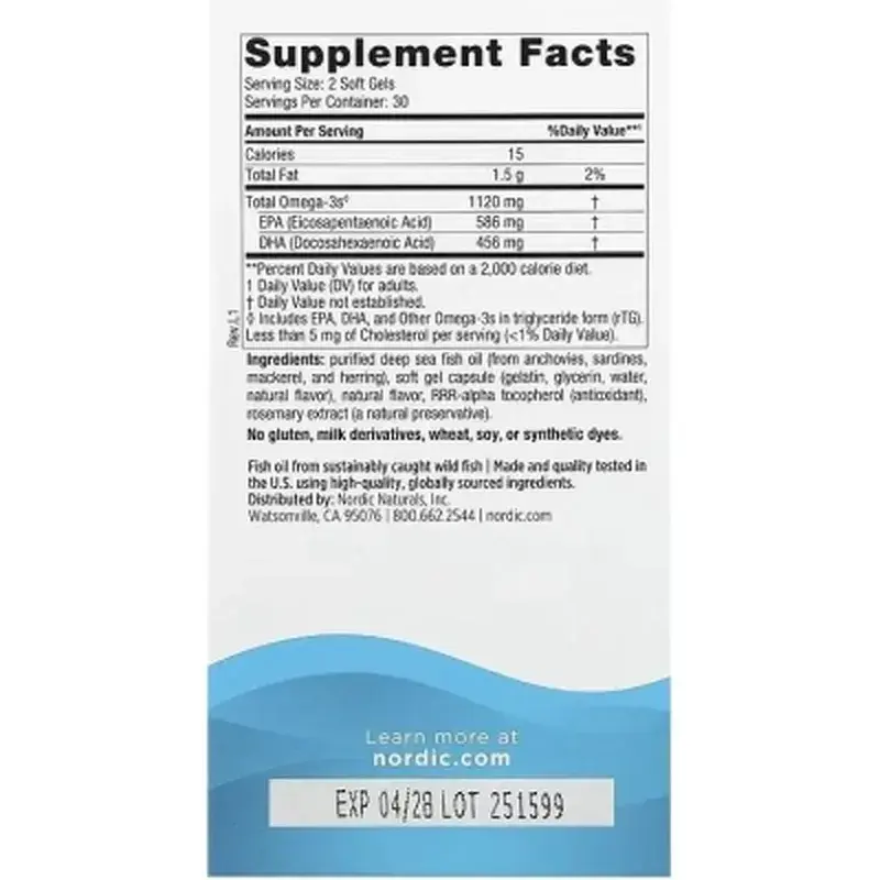Вітамінно-мінеральний комплекс Nordic Naturals Риб'ячий Жир, Омега-3, 1120 мг на порцію, смак полуниці, Ultimate Om (NOR-06100) - фото 2