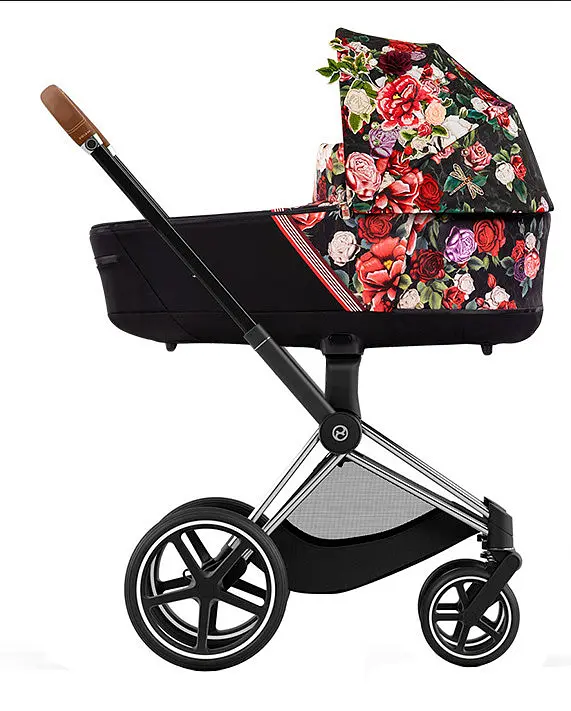 Коляска Cybex Priam 4.0 шасі Chrome Brown + люлька Spring Blossom Dark - фото 2