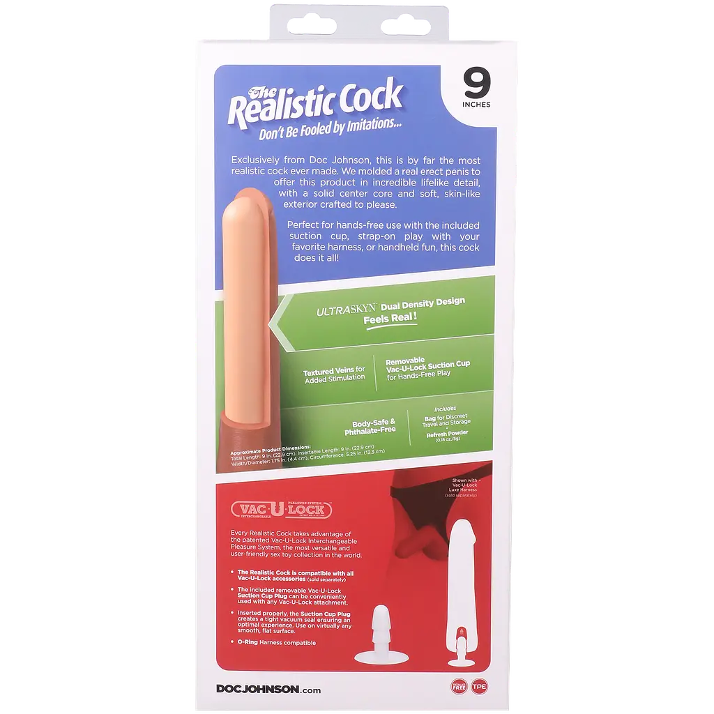 Фалоімітатор Doc Johnson The Realistic Cock ULTRASKYN 9 Inch, 22.9 см - фото 11