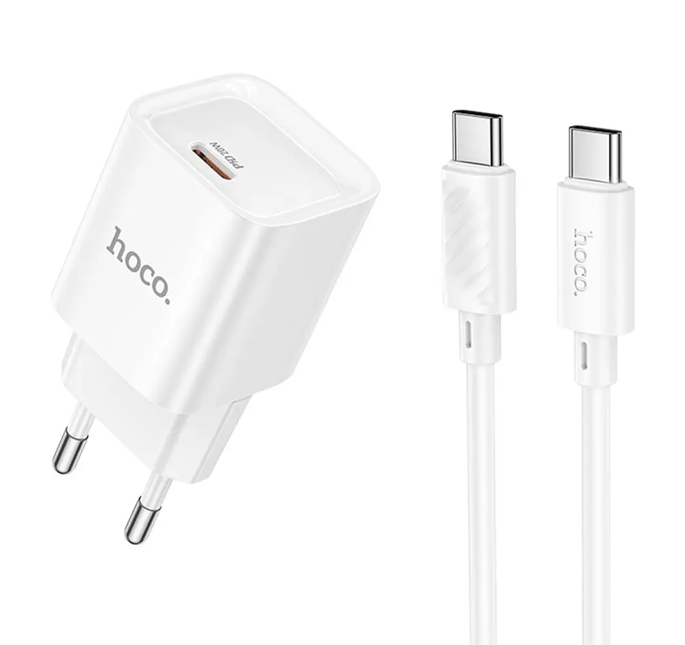 Зарядний комплект Hoco C146A Mini Charger 1USB-C PD/QC 20W 5V/3A Type-C to Type-C White (35279_3345665)