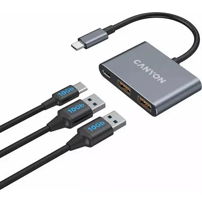 Концентратор Canyon hub DS-3 3in1 USB-C Dark Grey (CNS-TDS3) - фото 4