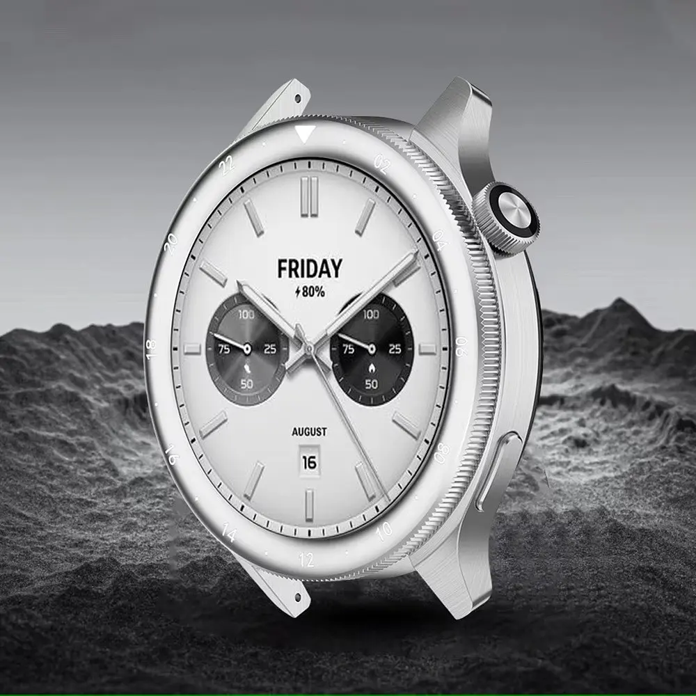 Безель металлический Sikai для смарт-часов Xiaomi Watch S3/S4 Silver-2 + защитное стекло - фото 9