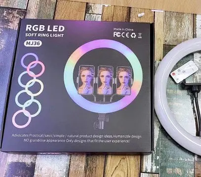 Кольцевая LED лампа для студийного освещения Ring RGB MJ36 36см с пультом - фото 6