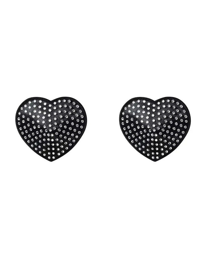 Накладки-серця на соски зі стразами Obsessive A750 nipple covers, чорні, One size - фото 3