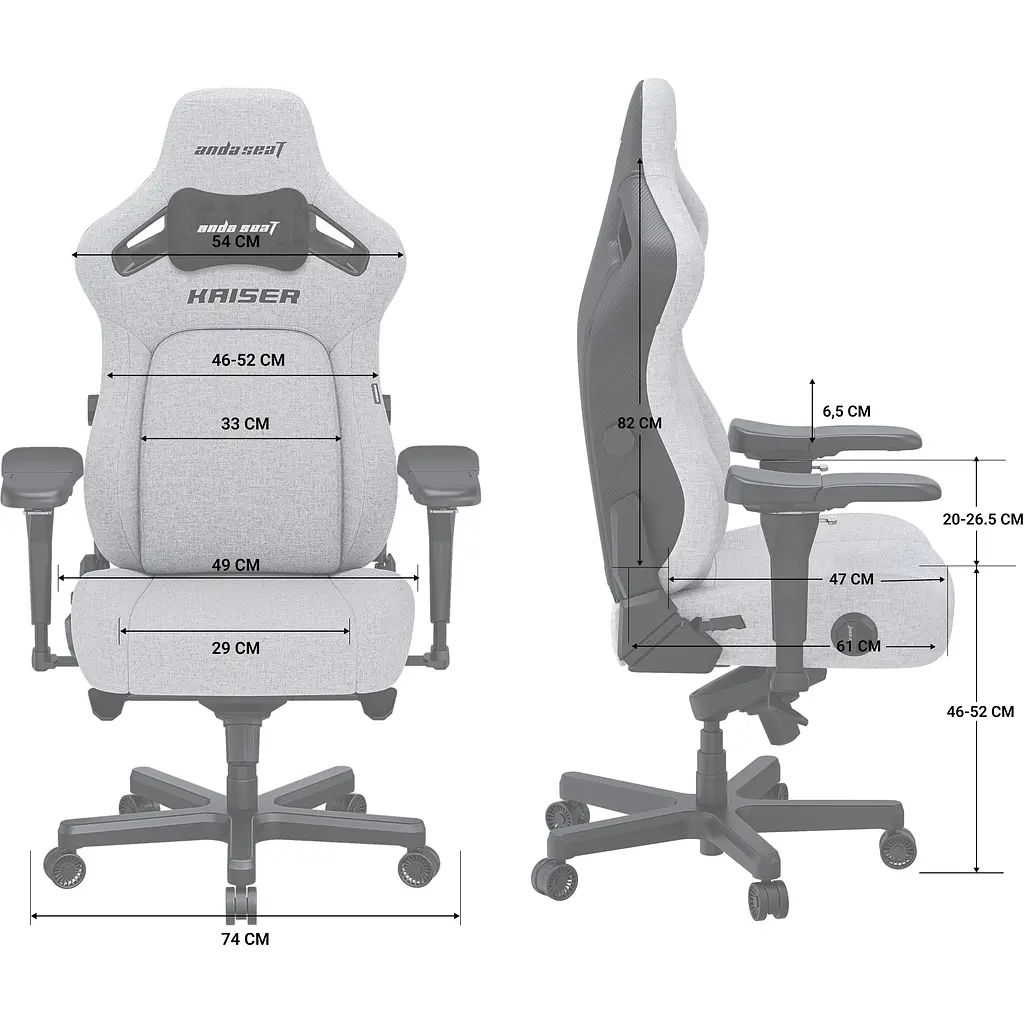 Крісло ігрове Anda Seat Kaiser 4 Grey Fabric Size L (AD12YDDC-L-20-G-CF) - фото 8