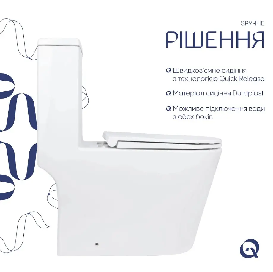 Унітаз-моноблок підлоговий Qtap Kolibri Ultra Quiet з сидінням Slim Duroplast/ Soft-close/ Quick Release QT10226380W - фото 3