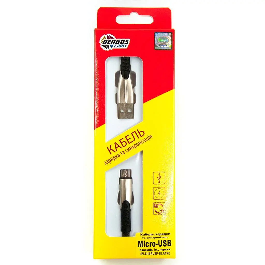 Дата кабель USB 2.0 AM to Micro 5P 1.0m black Dengos (PLS-M-PLSK-BLACK) - фото 2