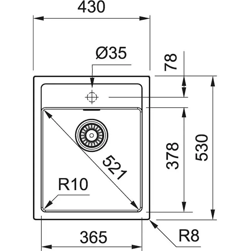 Кухонна мийка Franke Sirius тектонайт, прямокут., без крил, 430х530х200мм, чаша - 1, врізна, бежевий - фото 2