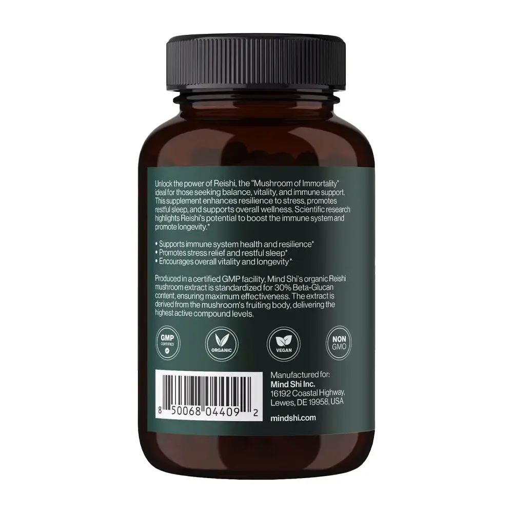 Гриб рейші Mind Shi Reishi Mushroom 1000 mg, 60 вегакапсул - фото 3