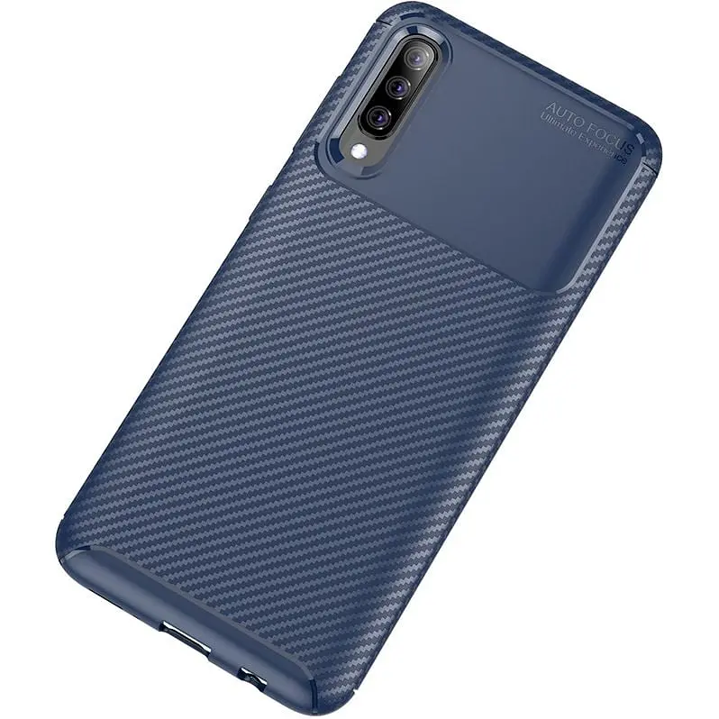 Чохол-накладка Toto TPU Carbon Fiber 1.5 mm Case Samsung Galaxy A70 Dark Blue - фото 2