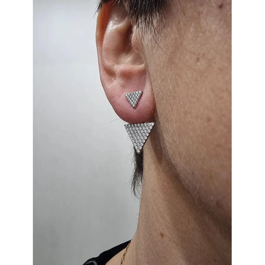 Серебряные серьги-джекеты Qvaliz с фианитами. 902-00981 - фото 2