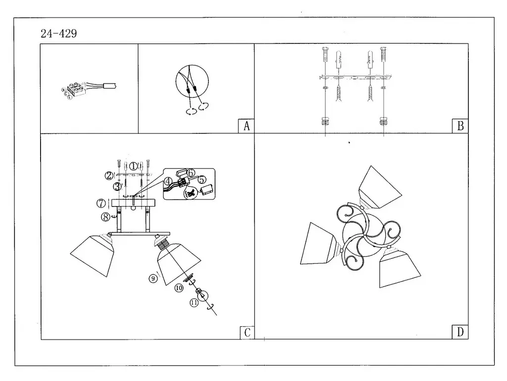 Люстра потолочная Brille E27 60W G (LK-689C/3) - фото 2