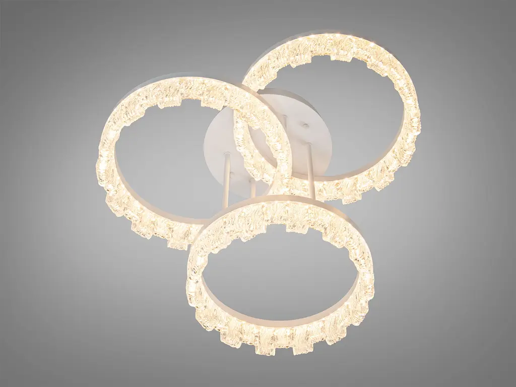 Сучасна стельова LED-люстра Diasha MX78204/3WH 90W, три кільця, 3 режими світла, 52 см - фото 3