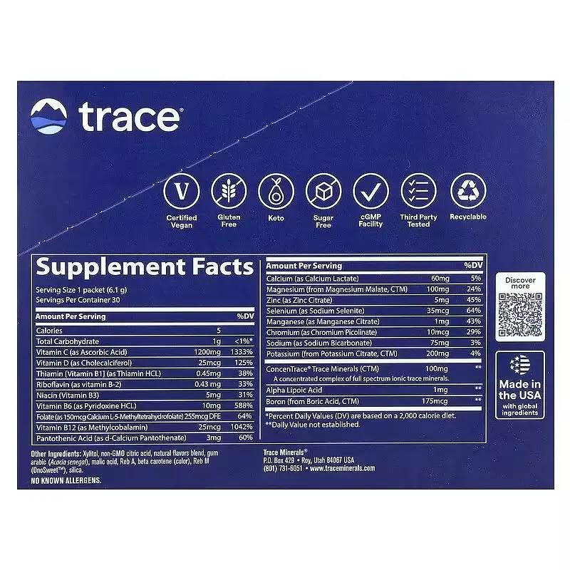 Електроліти Trace Power Pak без цукру смак апельсину та манго 30 пакетків по 6 г - фото 2