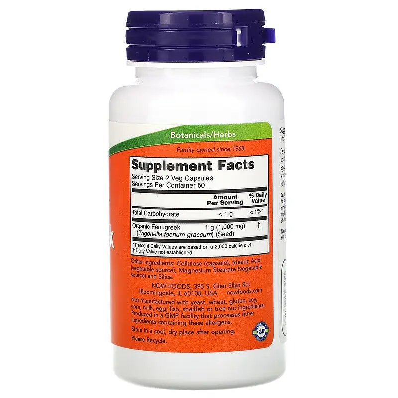 Натуральна добавка NOW Fenugreek 500 mg, 100 капсул - фото 2