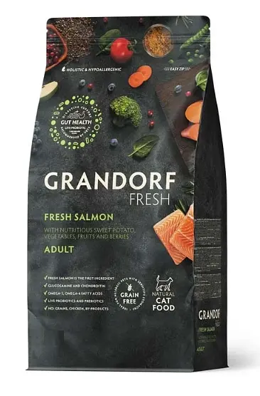 Сухий корм для дорослих котів лосось з бататом Grandorf FRESH SALMON & SWEET POTATO ADULT CAT 400 г