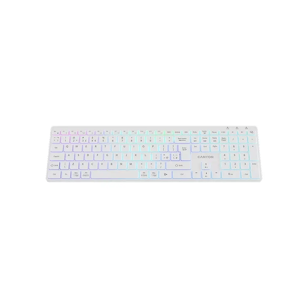 Клавіатура Canyon HKB-W11 Slim Dual Mode Wireless/Bluetooth RGB UA White (CNS-HBTK11W) - фото 3
