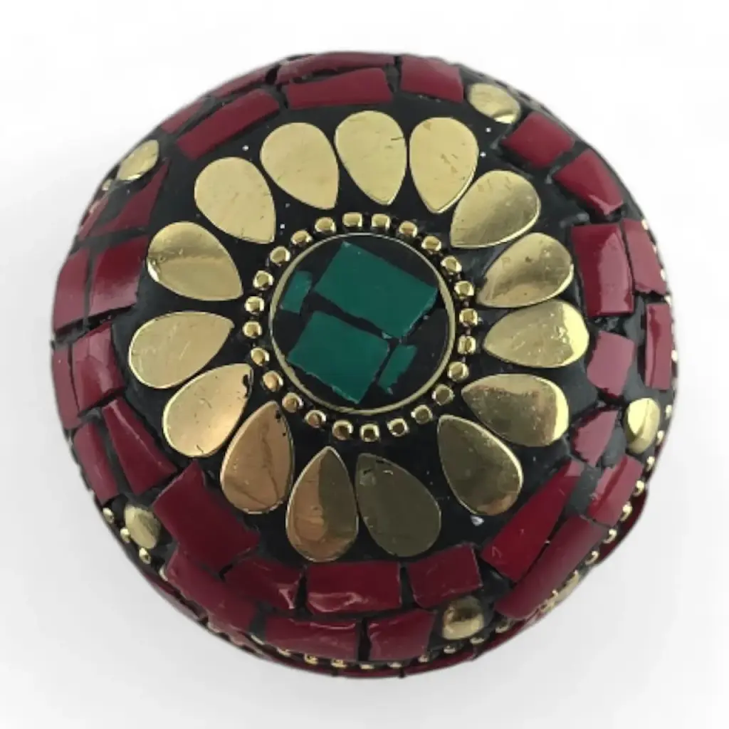 Скринька металева з коралами та бірюзою 3.2х4.7 см - фото 4