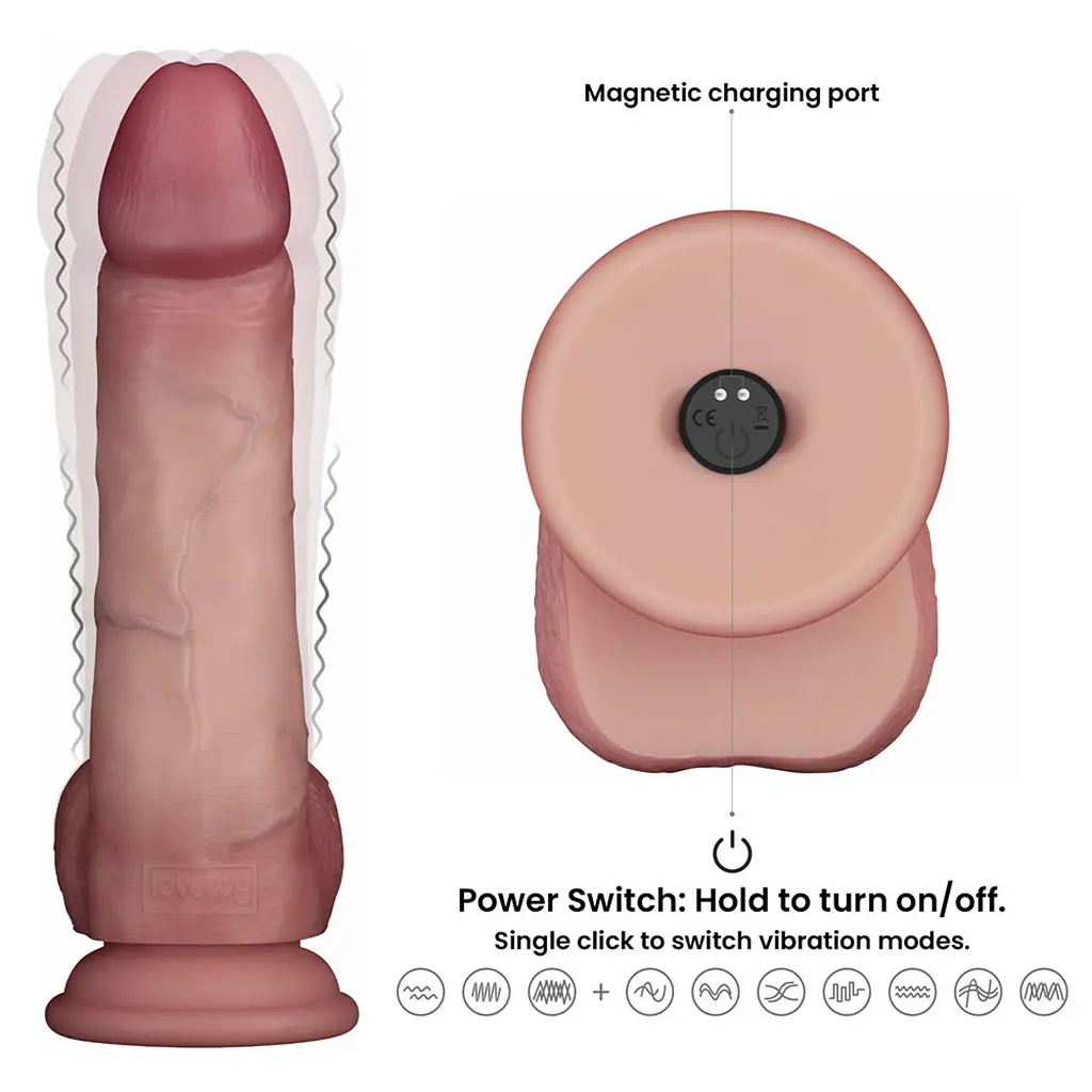 Реалістичний вібратор Vibrating Sliding Skin Pro II тілесний 20см - фото 10
