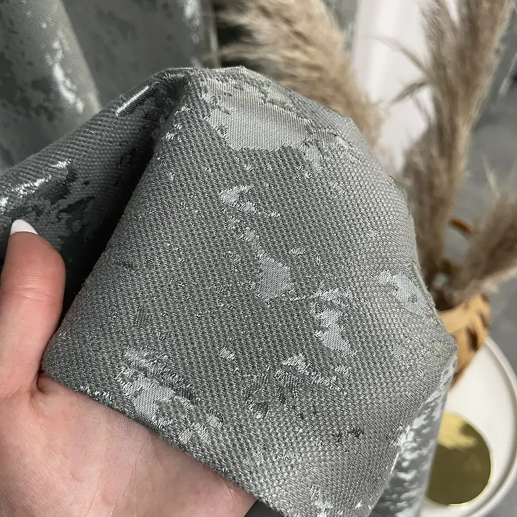 Льняні мармурові штори графітового кольору 2шт. 150х270 з білим шифоновим тюлем 400х270, на тасьмі ALBO pbe0052752 - фото 2