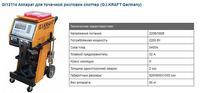 Спотер для кузовного ремонту 380V, 5200A G.I.KRAFT GI12114-380 - фото 3