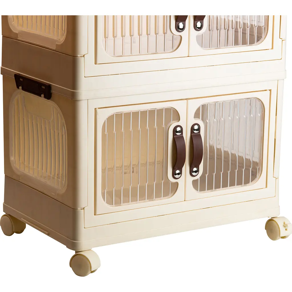 Шкаф-органайзер Happy Life пластиковая складная 47x29x87 см на колесиках бежевая HPS659 - фото 5