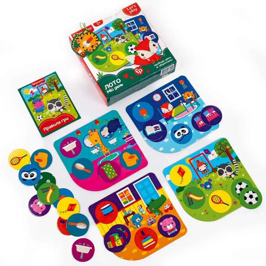 Гра настільна "Fisher Price. Лото. Мій день" VT2910-02, 4 гральні поля - фото 2