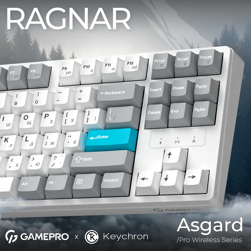 Клавіатура бездротова GamePro Asgard Ragnar Keychron Super Red Switch White (MK285WH) - фото 5