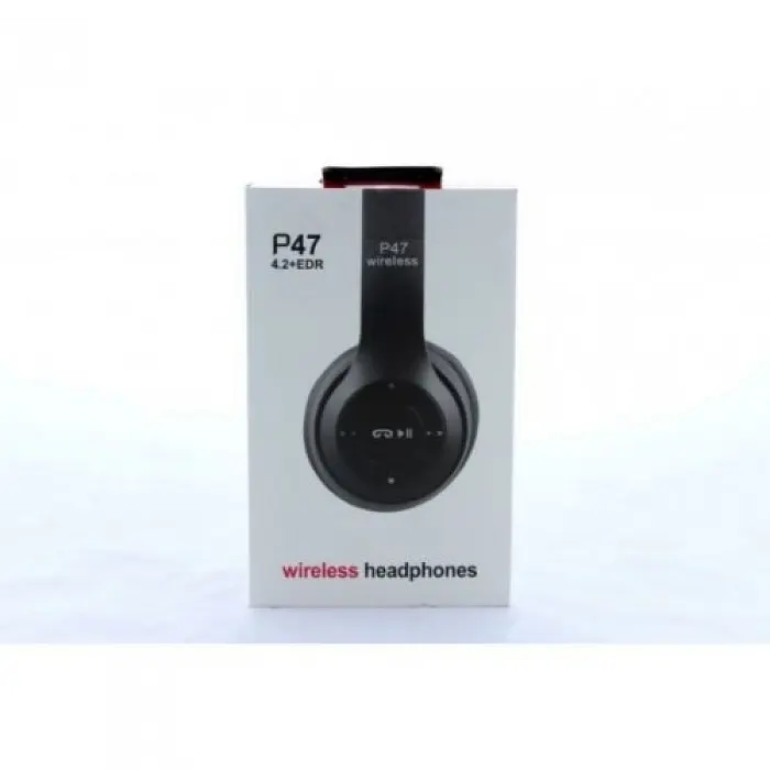 Беспроводные наушники P-47 Bluetooth + MicroSD + FM Радио чёрные - фото 4