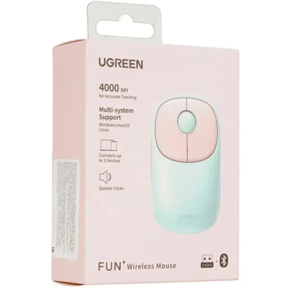 Акумуляторна бездротова миша UGREEN MU102 FUN+ 2 стандартна бірюзова (м'ятна) - фото 4