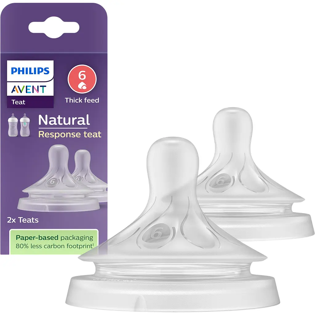Уцінка. Силіконова соска Philips AVENT Natural Природний потік від 6 міс. для густої їжі 2 шт. (SCY966/02)