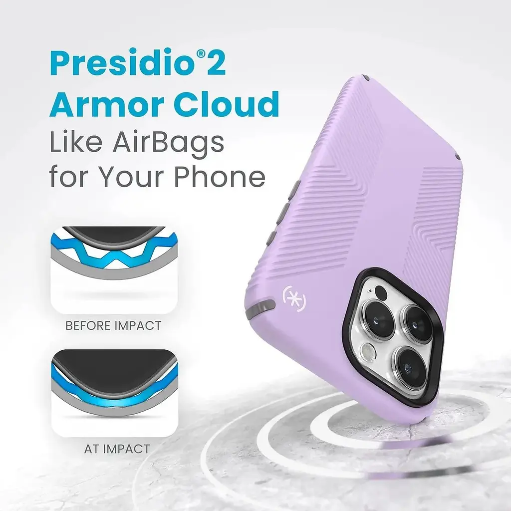 Оригинальний противоударный чехол Speck Presidio2 Grip MagSafe для iPhone 15 Pro (6.1") Soft Lilac 150563-3207 - фото 4