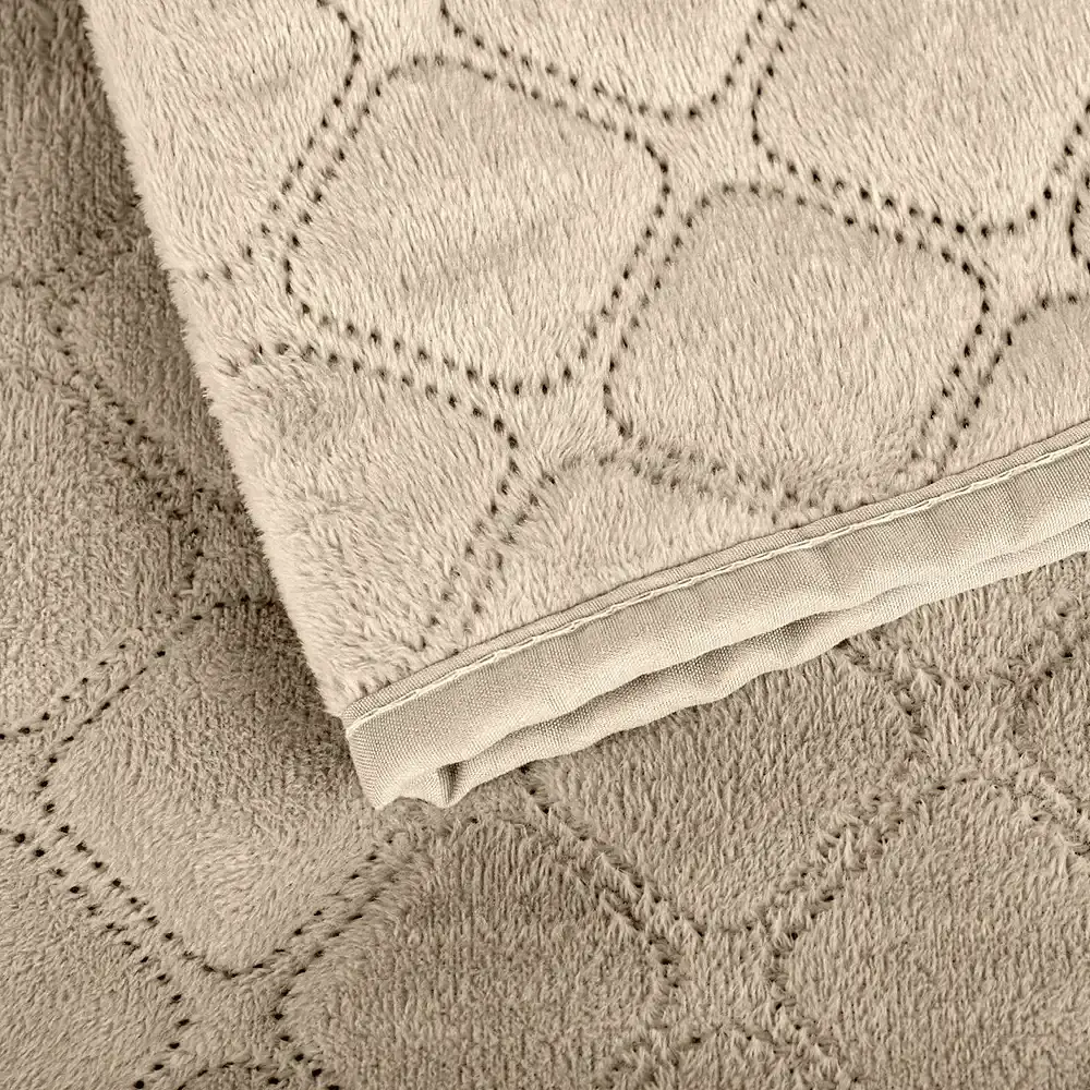 Покривало ТЕП велюрове Velour Ромб круглий 220x240 см золотий беж - фото 6