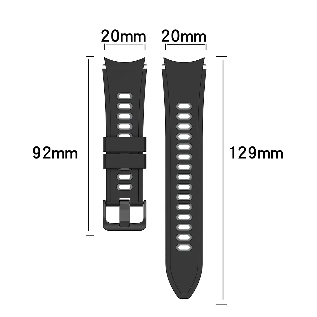 Ремінець для Samsung Galaxy Watch 6 - чорно-сірий ширина кріплення 20мм силікон Watchbands Ricco (W19-5WB695511196) - фото 5
