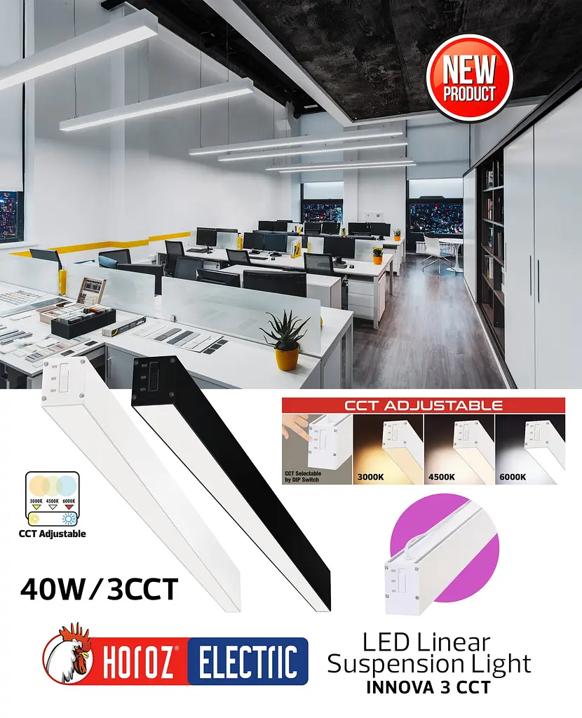 Светодиодная люстра Horoz Electric Innova 3CCT 3-40W черная - фото 6