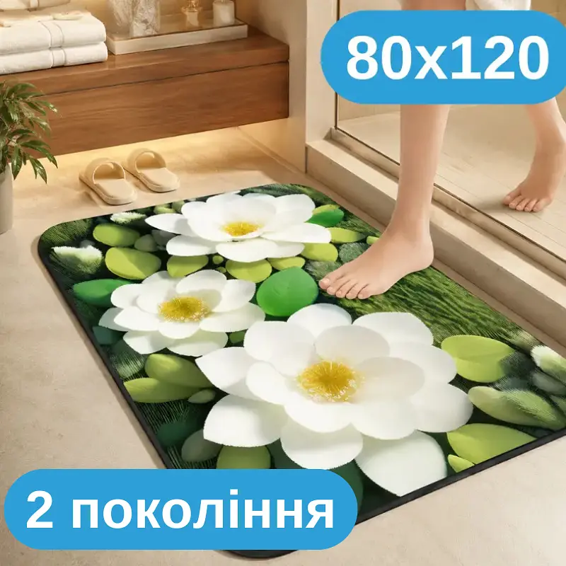 Килимок у ванну 80×120 см — вологопоглинаюче покриття з матеріалу другого покоління, абсорбуючий антиковзкий KT9000318 - фото 2