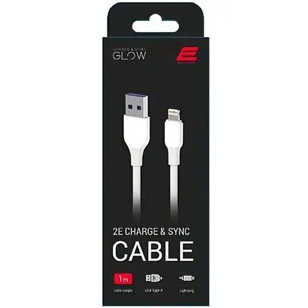 Кабель 2E USB-A - Lightning Glow 1m White - фото 2
