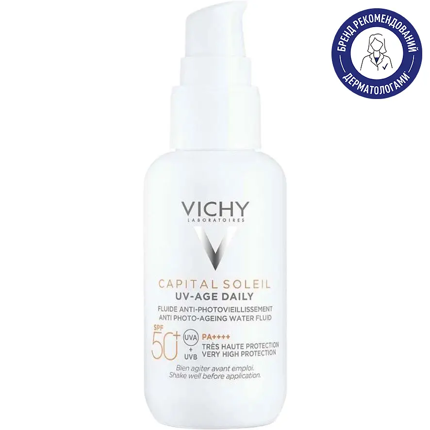 Солнцезащитный невесомый флюид Vichy Capital Soleil UV-Age Daily против признаков фотостарения кожи лица SPF 50+ 40 мл (MB364200) - фото 3