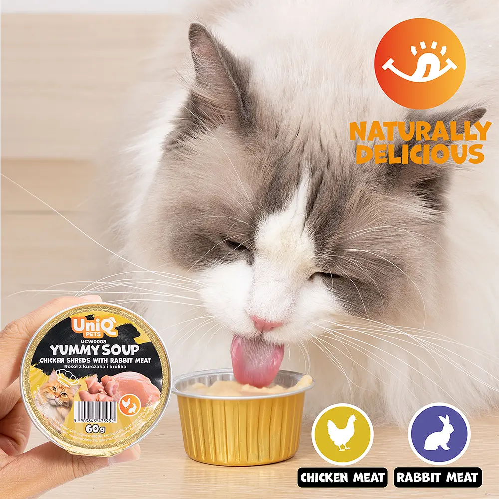 Суп для кішок UNIQ PETS CAT WET FOOD YUMMY SOUP з курячими шматочками та м'ясом кролика, 60 г - фото 8
