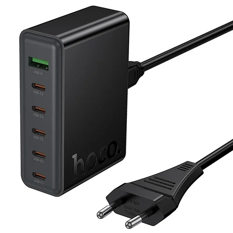 МЗП C152A Modern PD70W 6in1 (5USB-C та 1USB-A) Black Hoco teh0029634 - фото 3