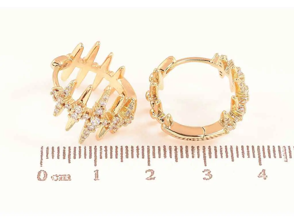 Сережки Xuping кільця позолота 18K "Декоративний візерунок з кристалами" 288851 - фото 2