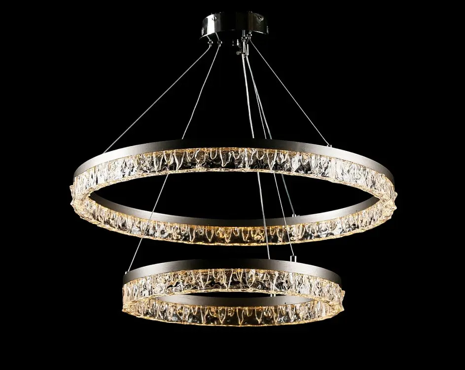 Люстра стельова LED Splendid Ray L133/600+400/2, 50W, чорний та хром, сучасний стиль, регулювання висоти - фото 3