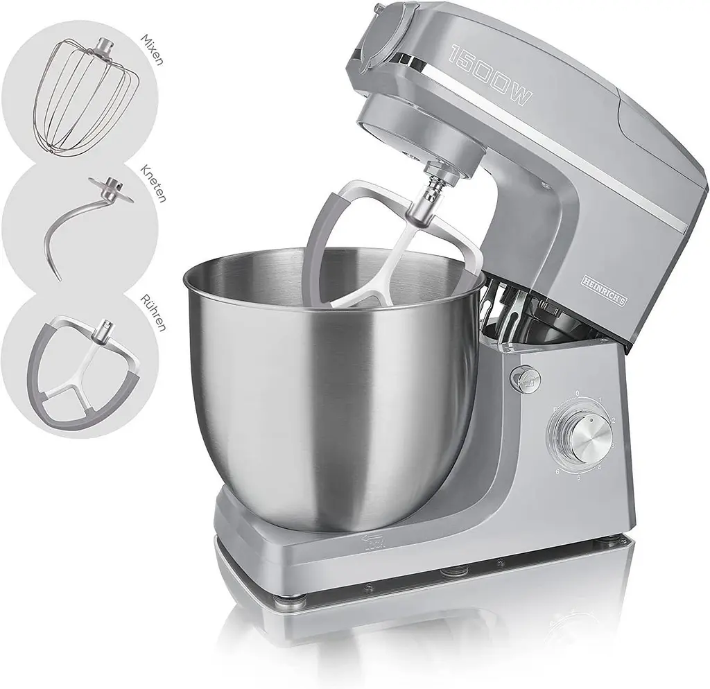 Кухонний комбайн-тестоміс 3 до 1 Heinrich's HKM 8083 Silver 10 л - фото 2