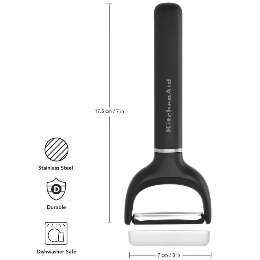 Овочечистка горизонтальна KitchenAid Classic, 17,5 см, чорний (KHH145OHOBEG) - фото 3